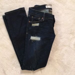 Abercrombie dark, distressed jeans